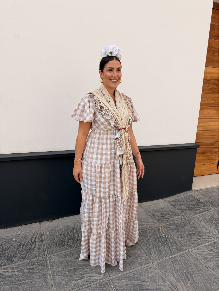 Bata cuadros vichy Rocio camel