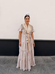 Bata cuadros vichy Rocio camel