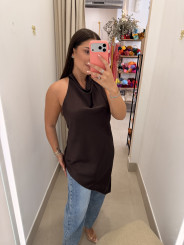 Top lencero cuello halter asimetrico