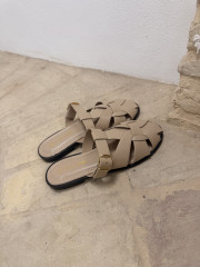 Cangrejera mule beige piel