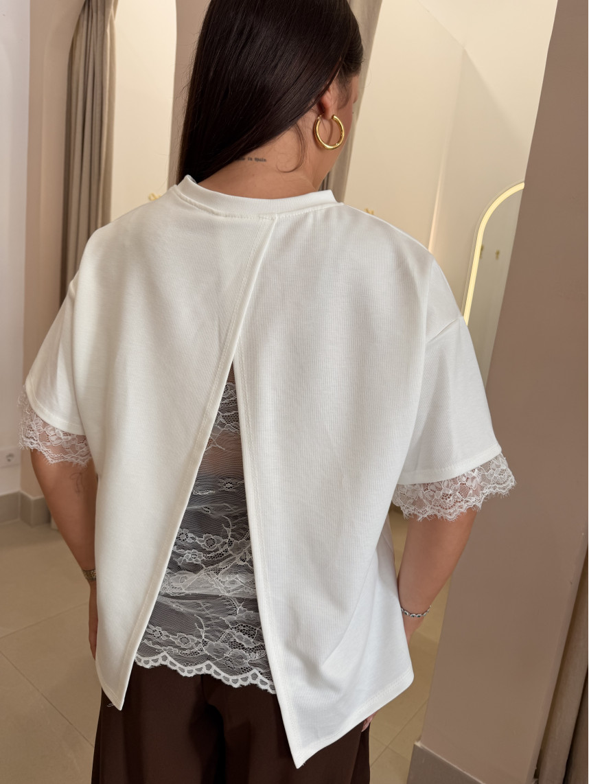Camiseta encaje detalle espalda blanca