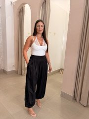 pantalon boho satinado negro