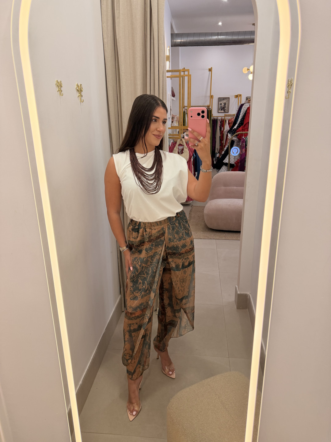 Pantalon globo seda estampado