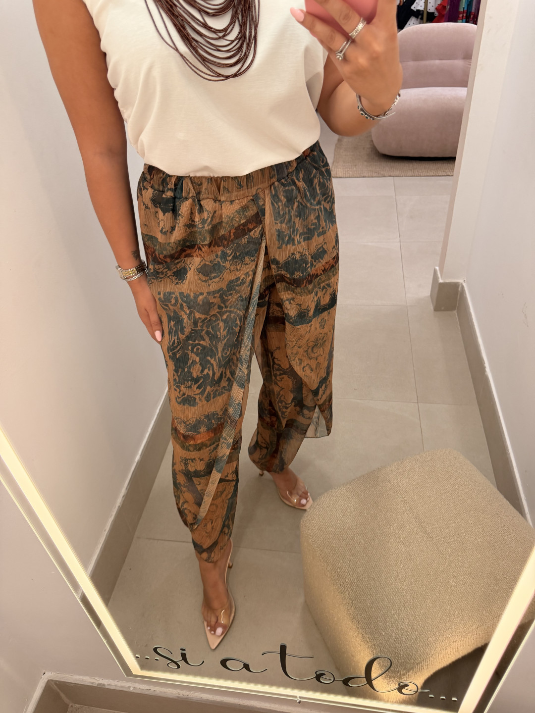 Pantalon globo seda estampado