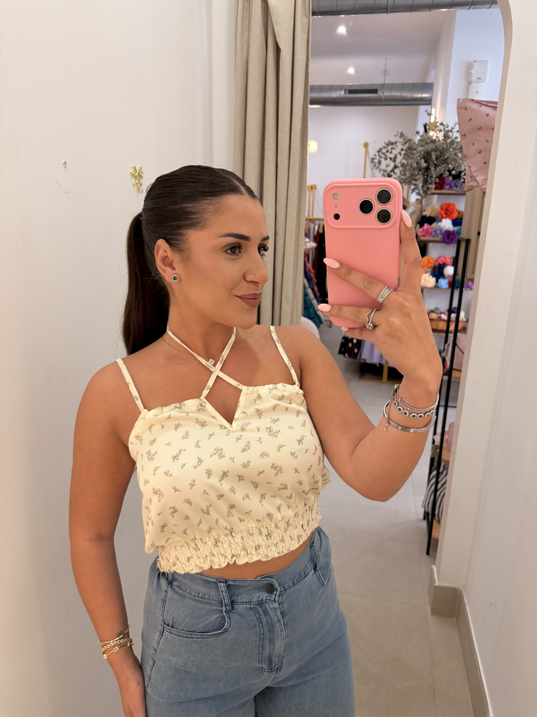 top crop flores amarillo
