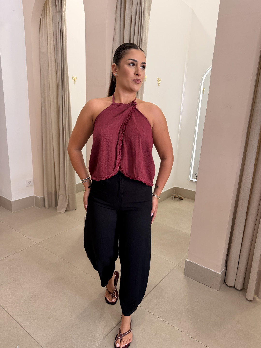 Pantalon sara lino