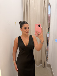 Vestido satinado marron