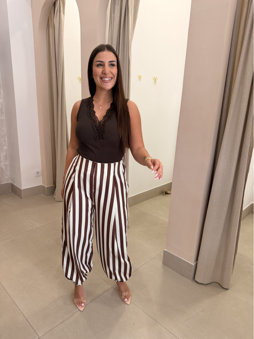 pantalon bicolor globo