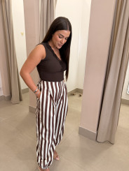 pantalon bicolor globo