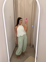 Pantalon vichy estilo boho verde manzana