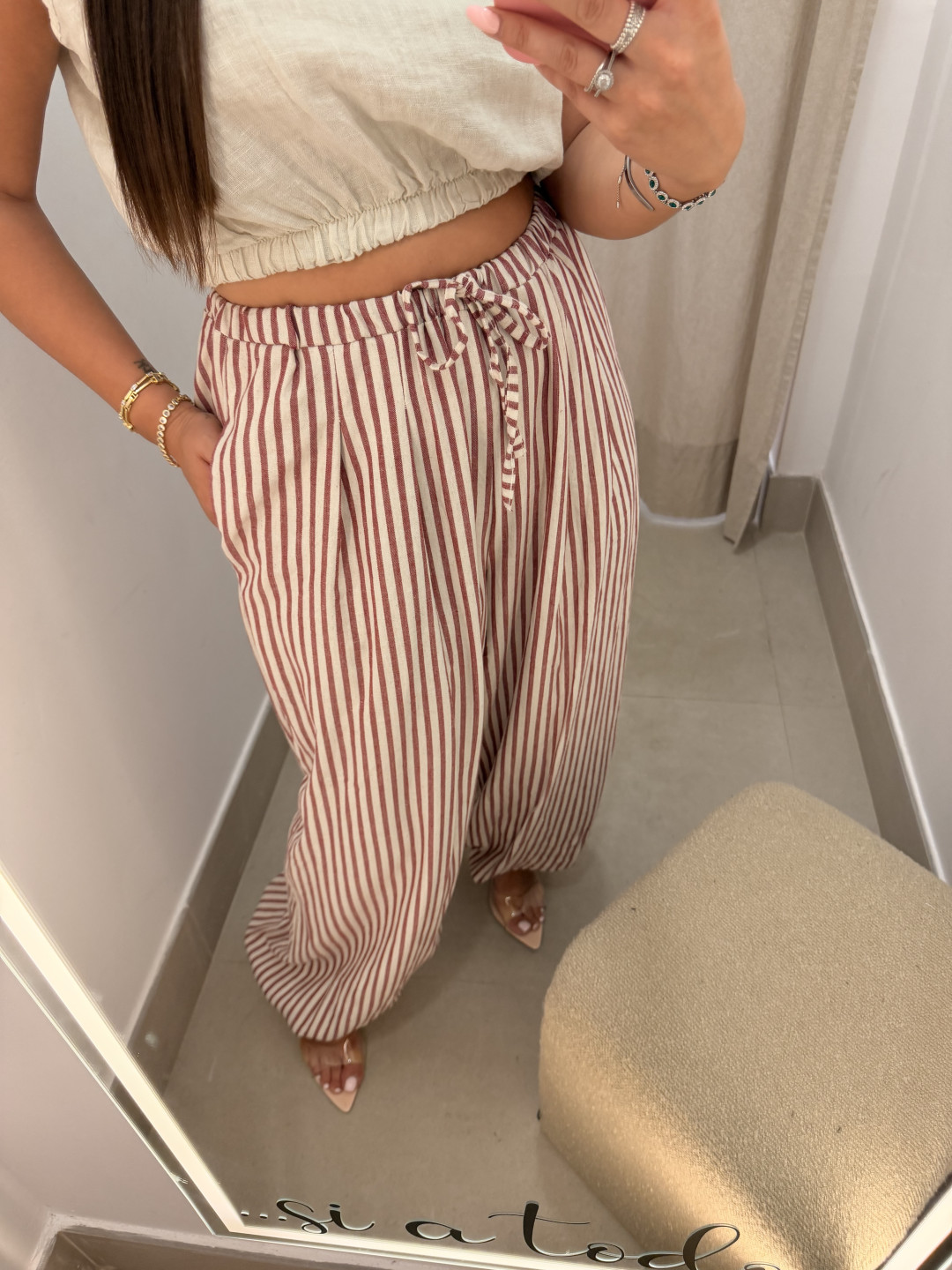 pantalon lino rayas