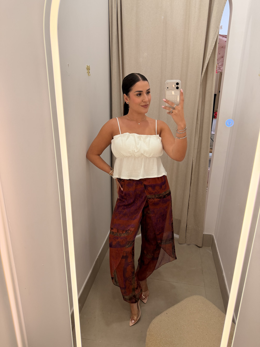 Pantalon globo seda estampado