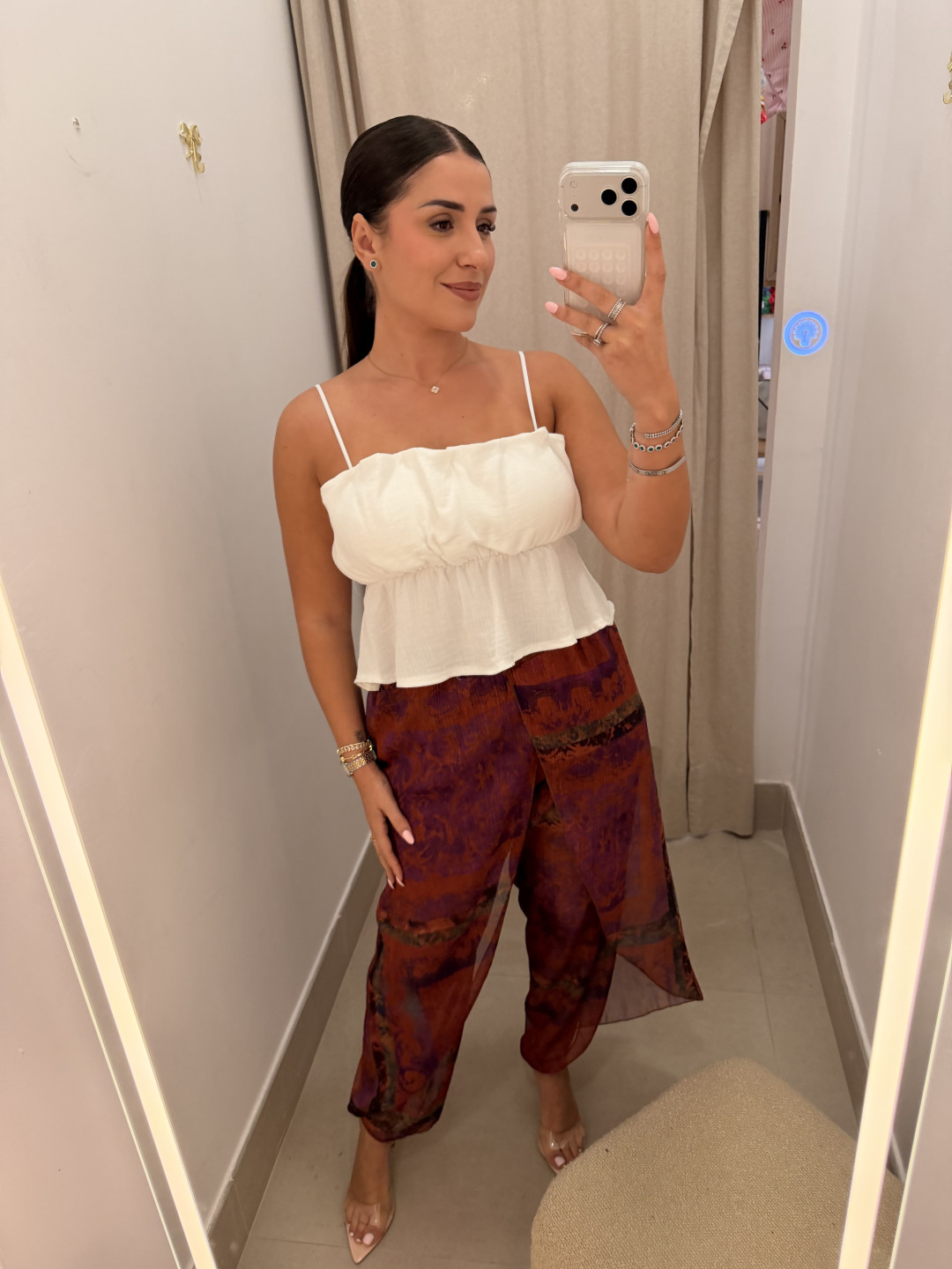 Pantalon globo seda estampado