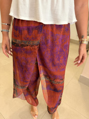 Pantalon globo seda estampado