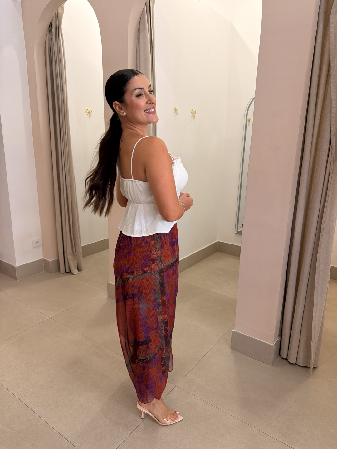 Pantalon globo seda estampado