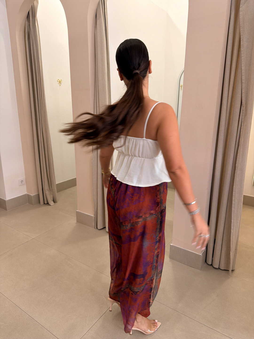 Pantalon globo seda estampado