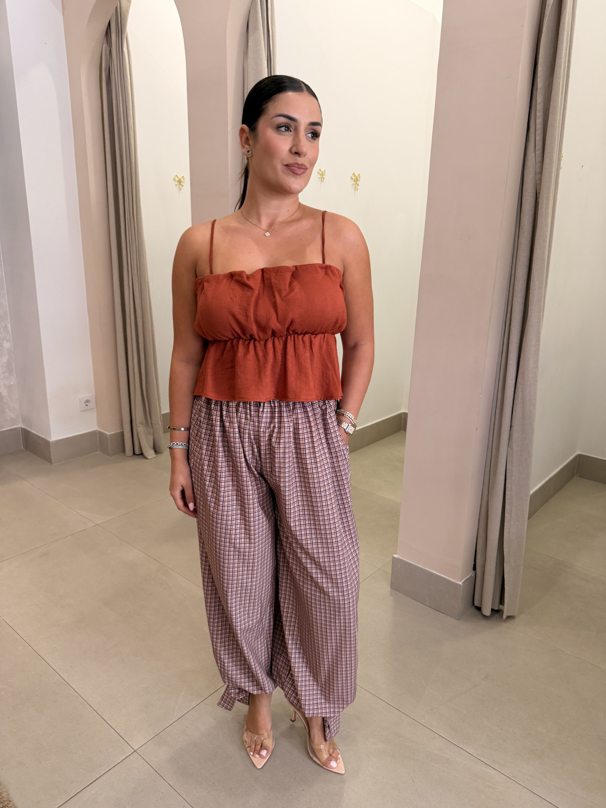 pantalon globo cuadros