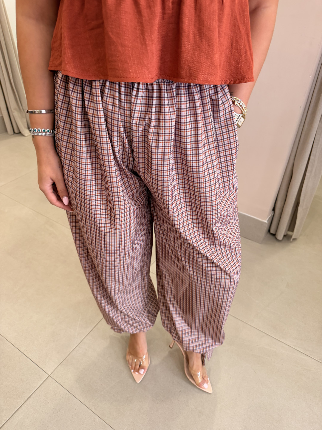 pantalon globo cuadros