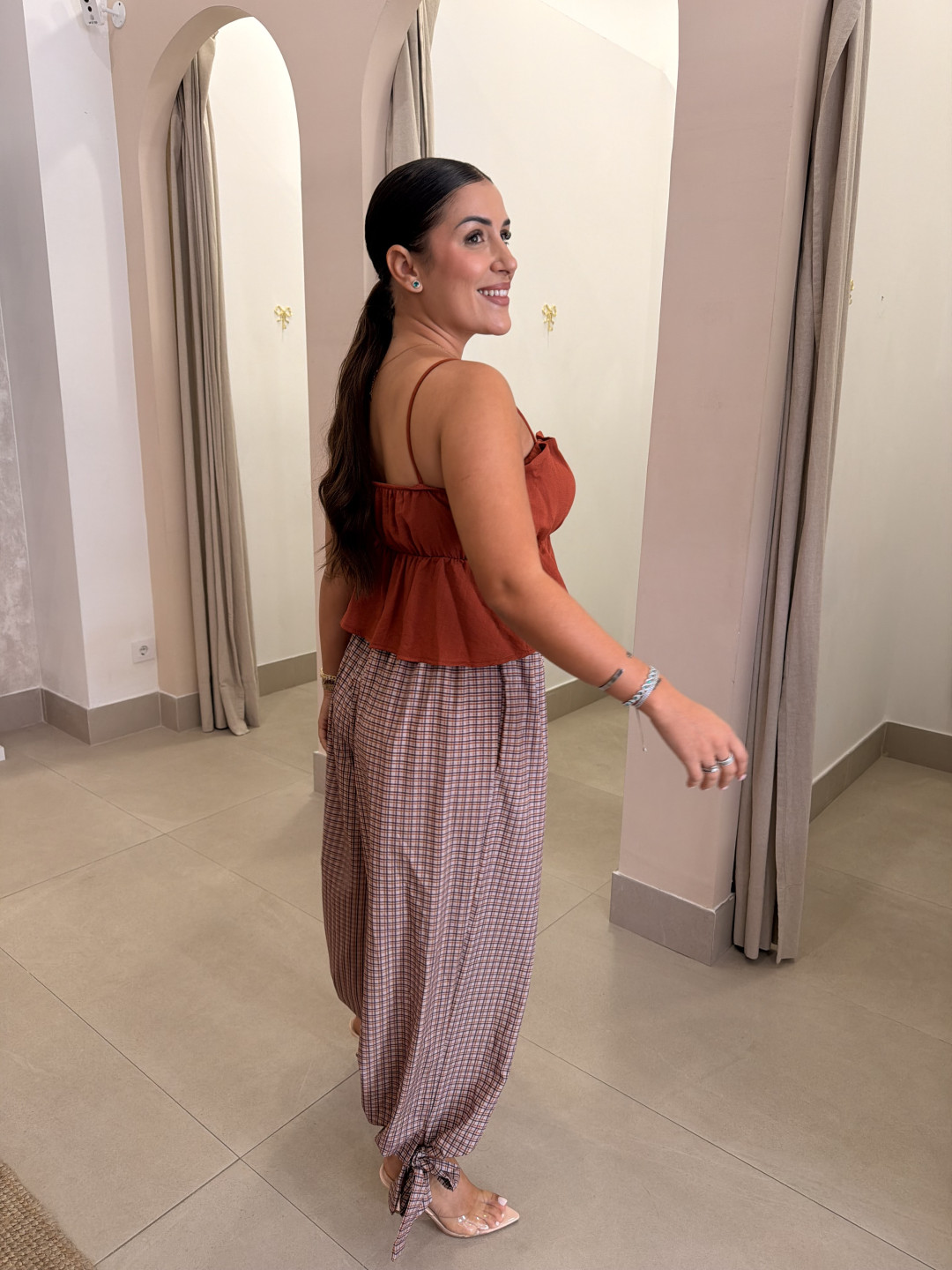 pantalon globo cuadros