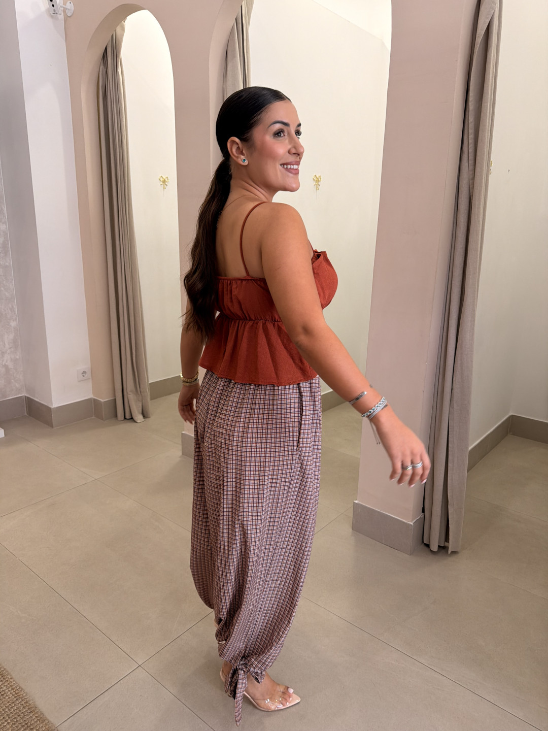 pantalon globo cuadros