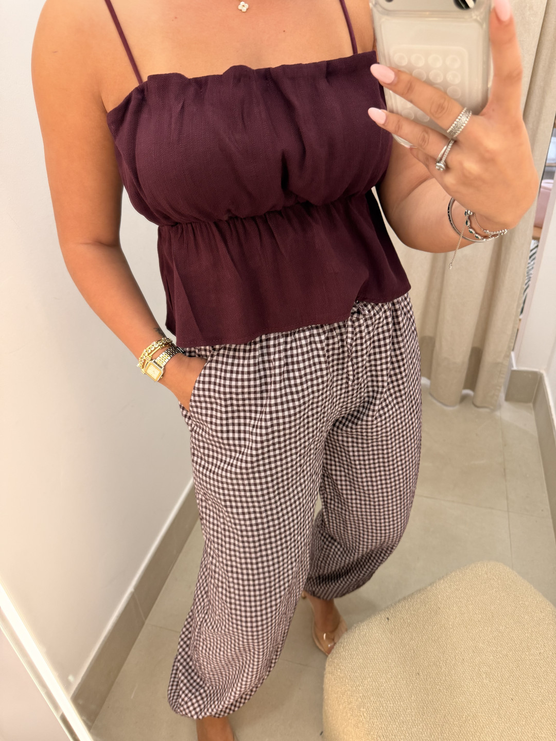pantalon boho vichy
