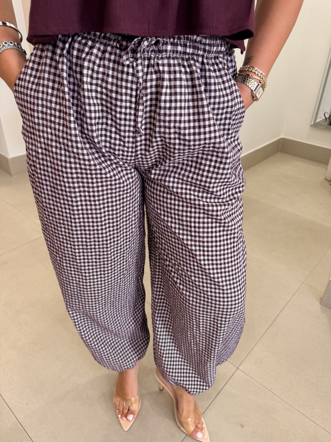 pantalon boho vichy