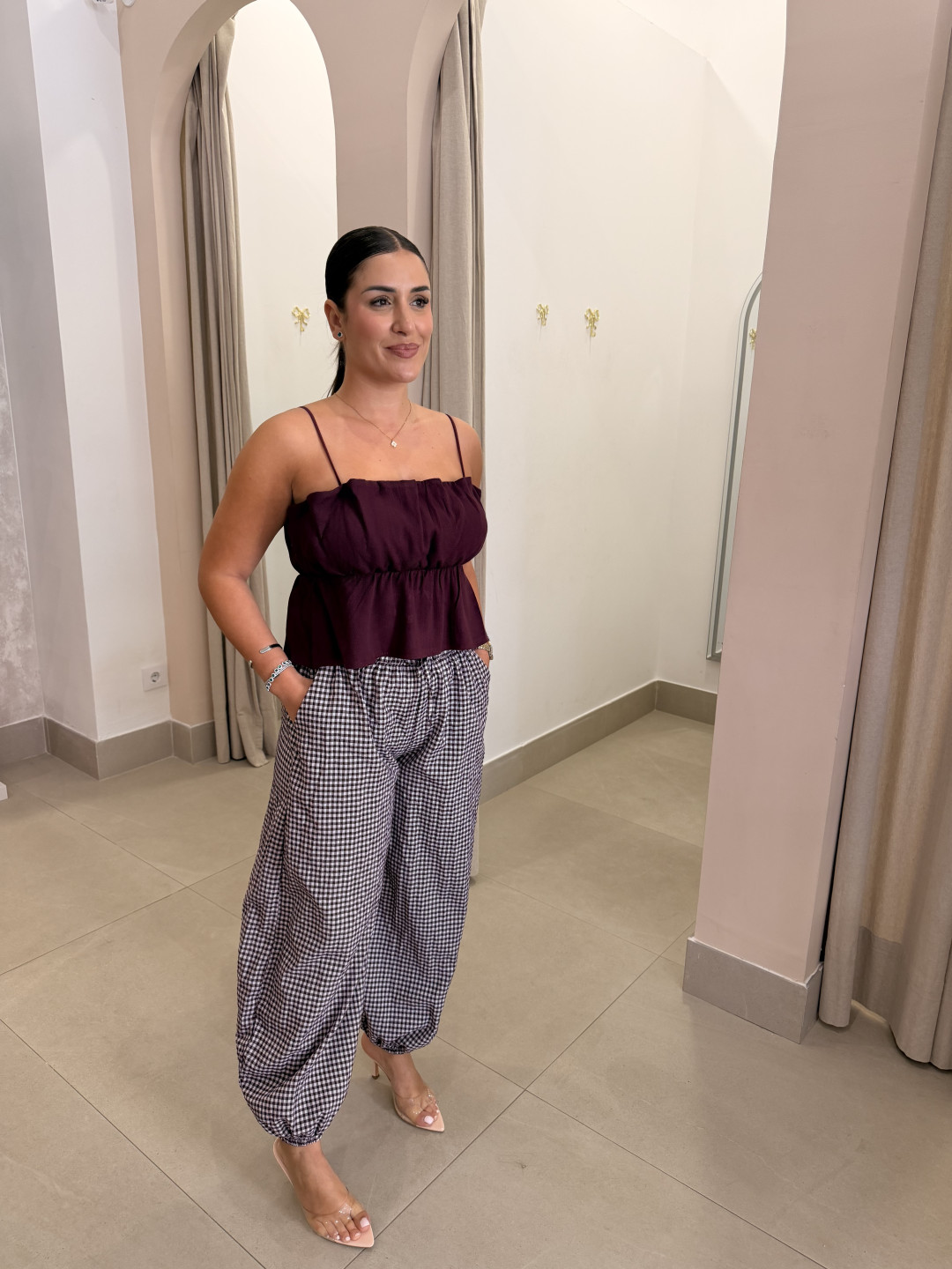 pantalon boho vichy