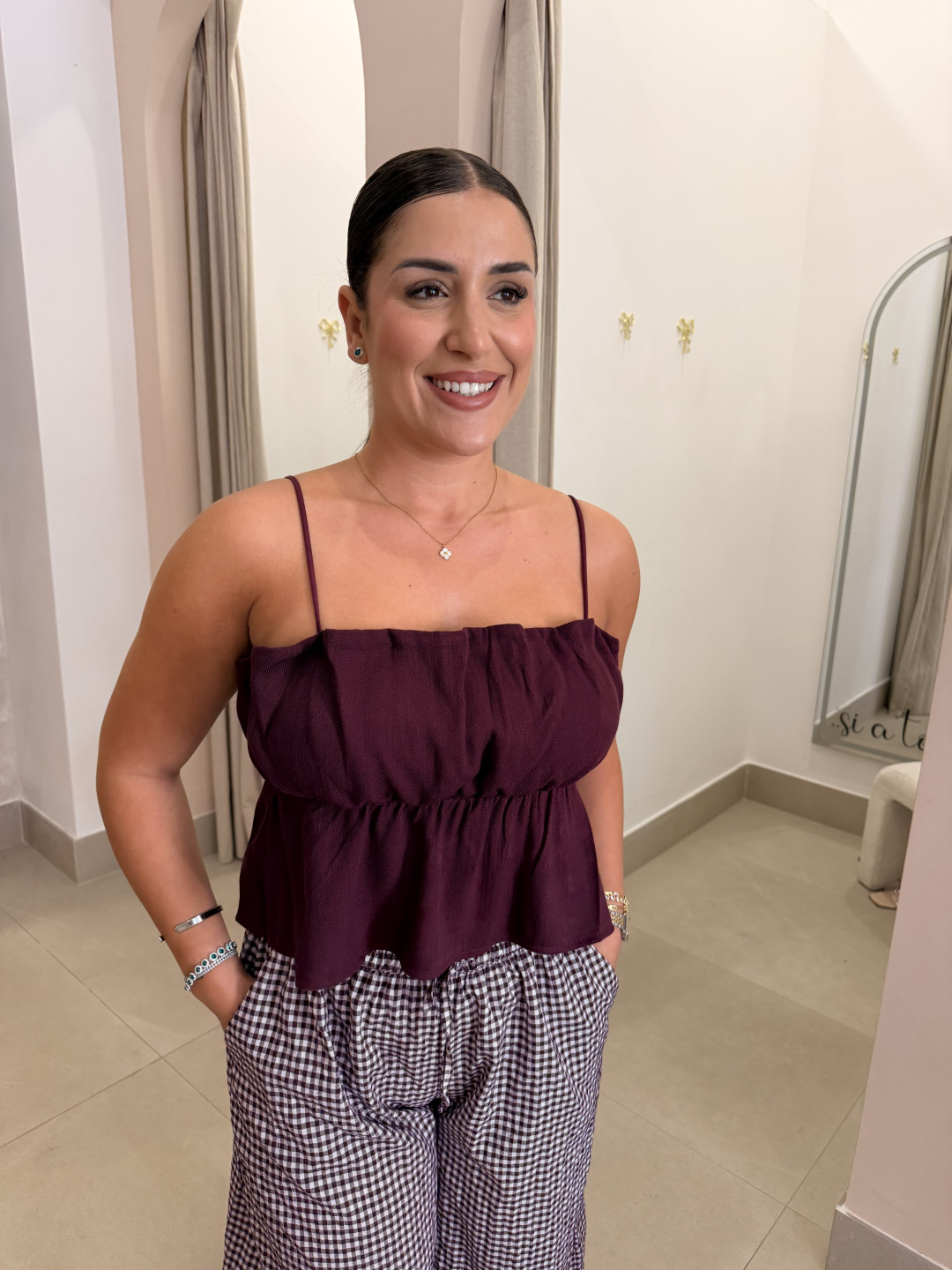 pantalon boho vichy