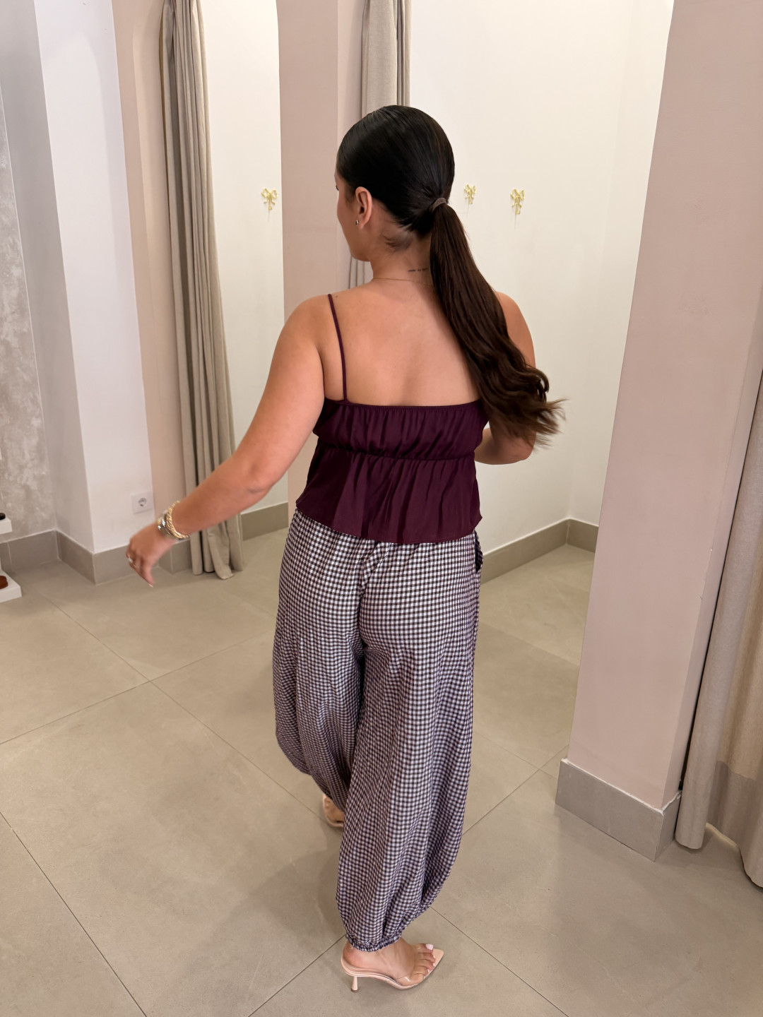 pantalon boho vichy