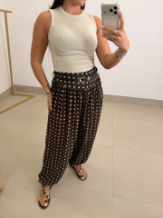 Pantalon globo lunar marron