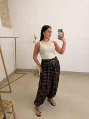 Pantalon globo lunar marron