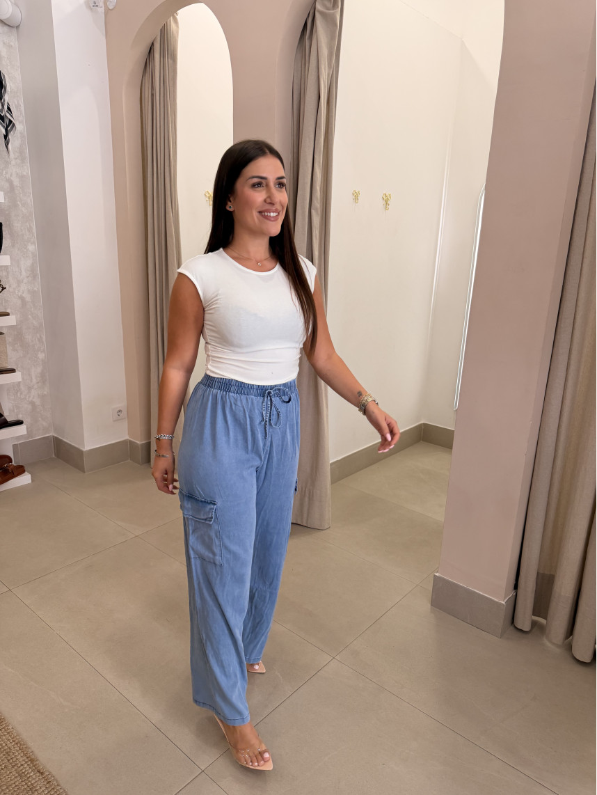 Pantalon fluido cargo