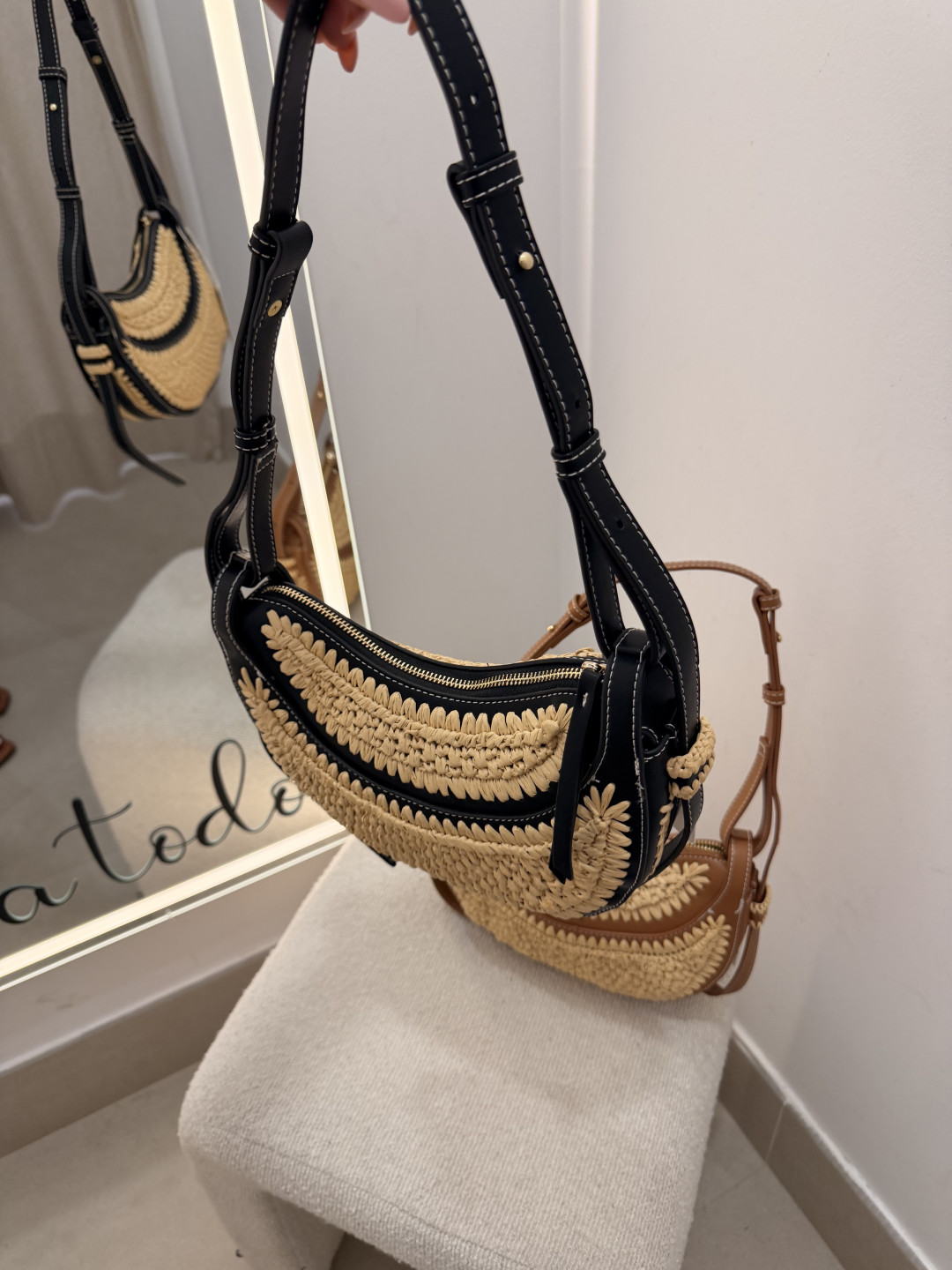 Bolso bandolera mimbre