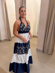 vestido indio vaquero/blanco detalle lazo 5061
