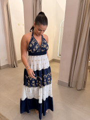 vestido indio vaquero/blanco detalle lazo 5061