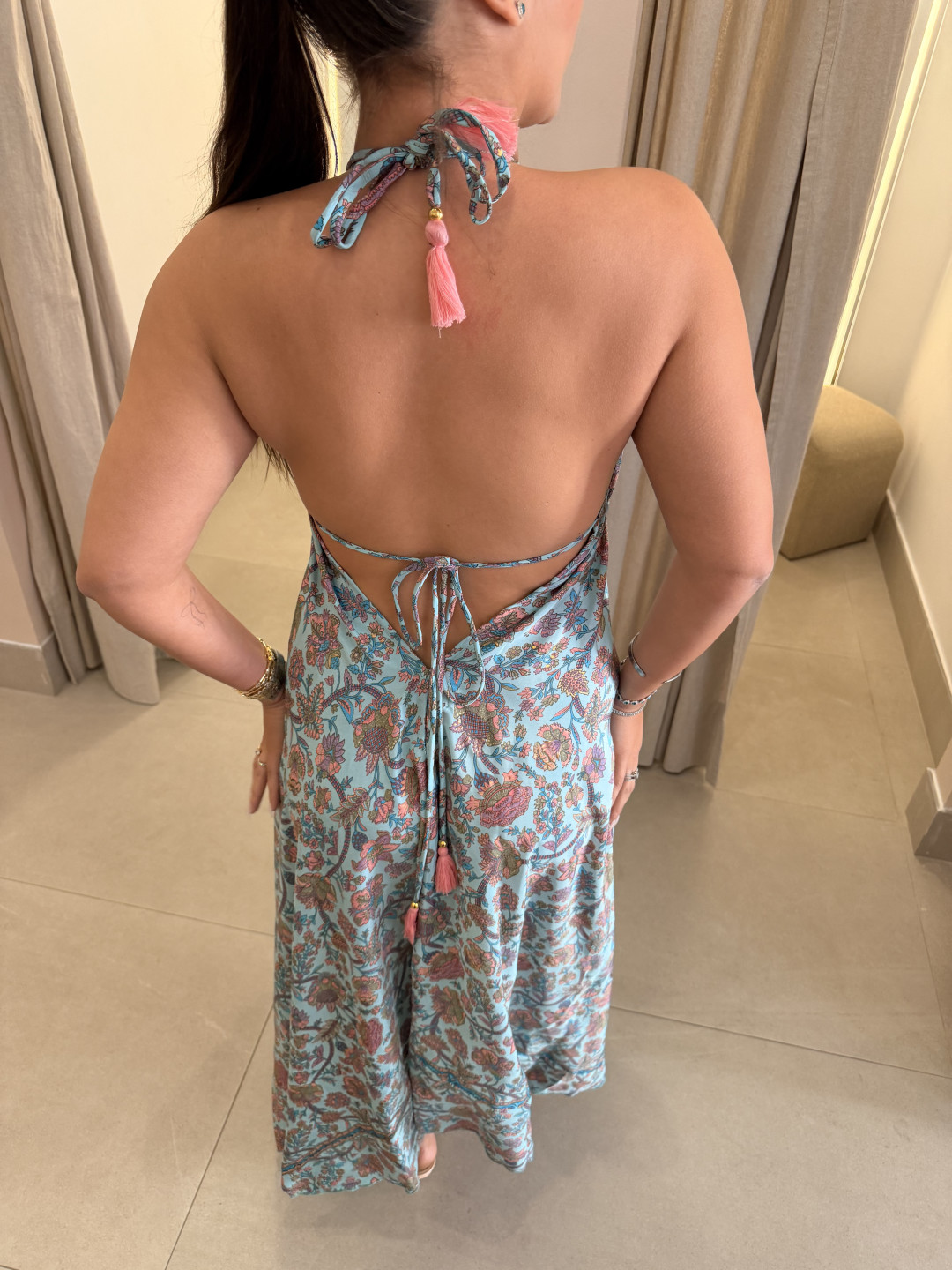 vestido indio turquesa/rosa 2541