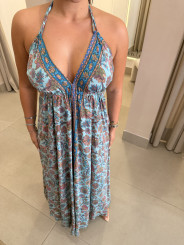 vestido indio turquesa/rosa 2541