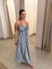 vestido indio turquesa/rosa 2541