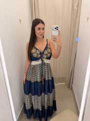 Vestido indio vaquero combinado con falda bicolor