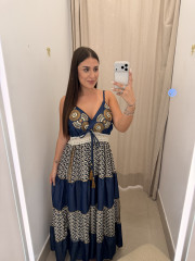 Vestido indio vaquero combinado con falda bicolor