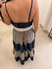 Vestido indio vaquero combinado con falda bicolor