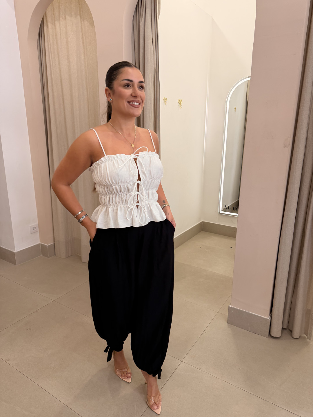 Pantalon carmen globo detalle lazo