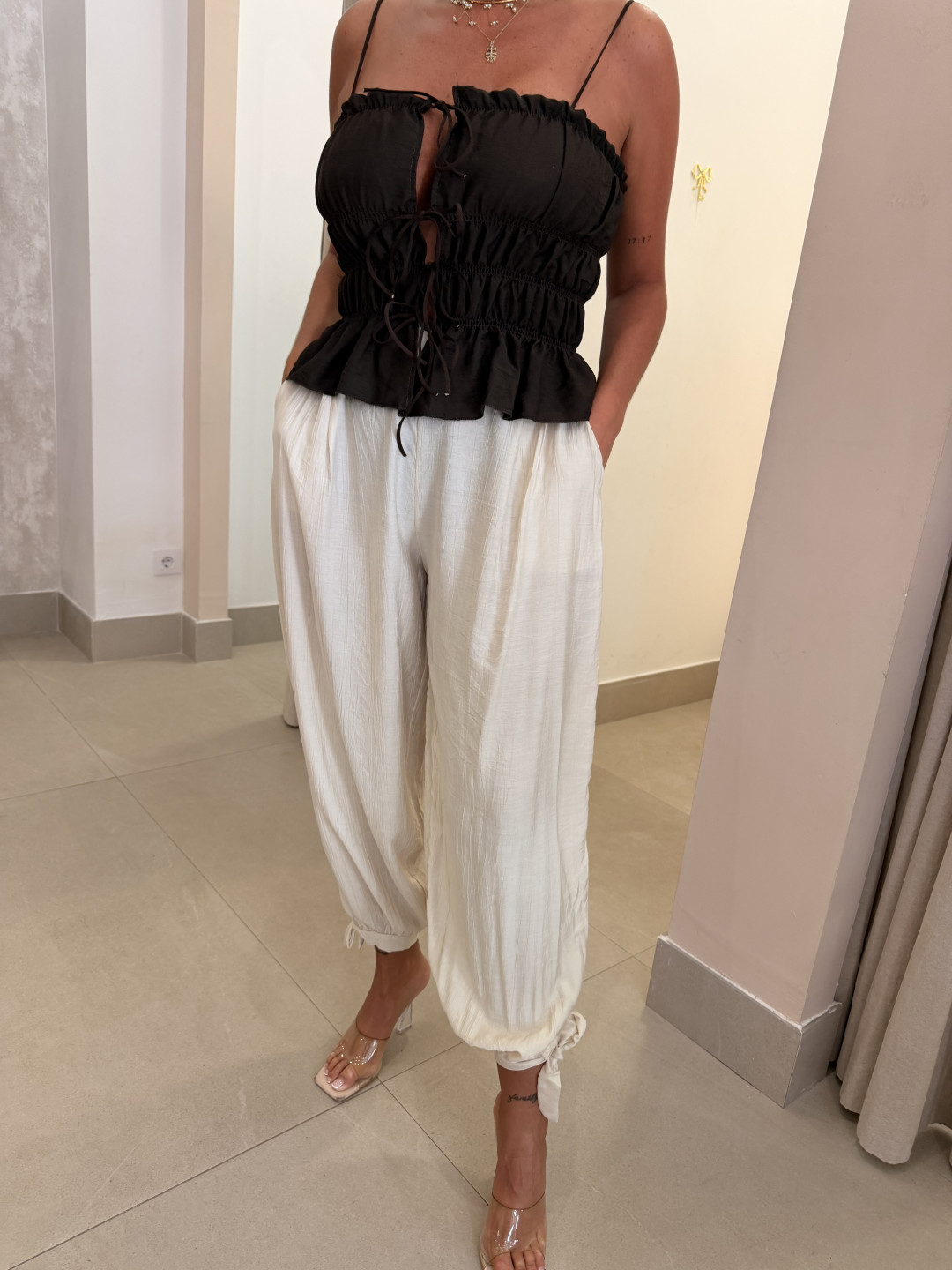 Pantalon carmen globo detalle lazo