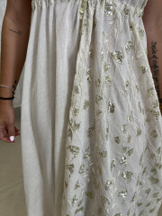 vestido indio bicolor beige/verde 5032