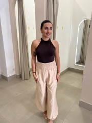Pantalon globo lino detalle lazos