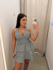 Vestido cuello halter cuadros vichy negro