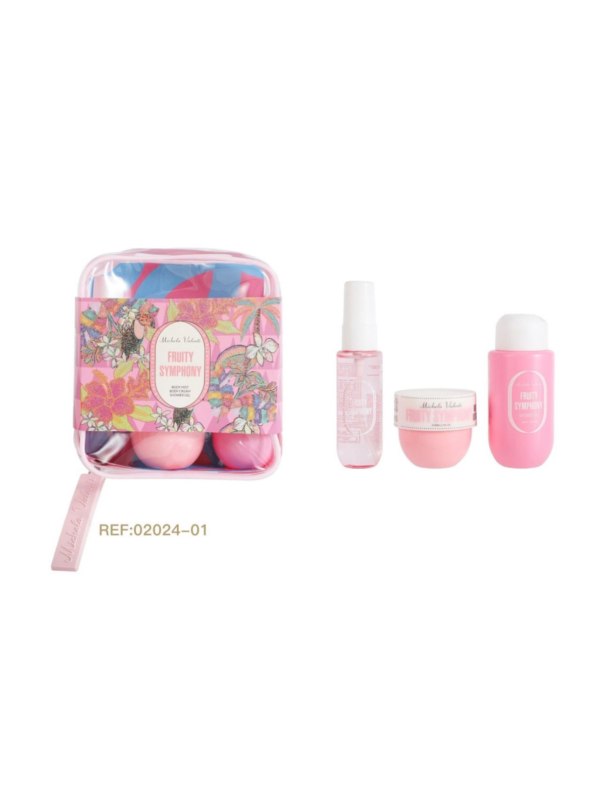 ESTUCHE FRUITY SYMPHONY MICHELA VALENTI ROSA CLARO